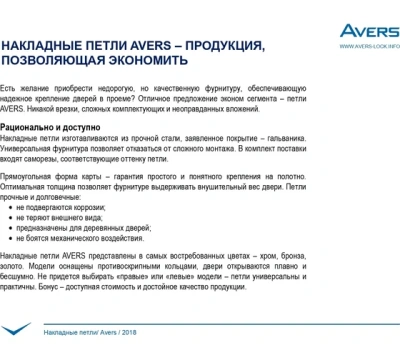 Петля накладная AVERS 100*75*2,5-В2-АВ 1шт