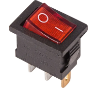 Выключатель 1кл.250V 6A (3с) OFF-ON красн/подсв мини 36-2150