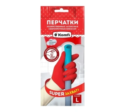 Перчатки сверхпрочные (белый+красный) L БИКОЛОР