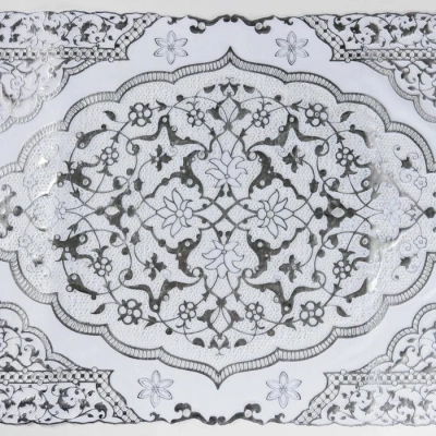 Салфетка ажурная ПВХ 84*40 "Восток" серебро (6959475)
