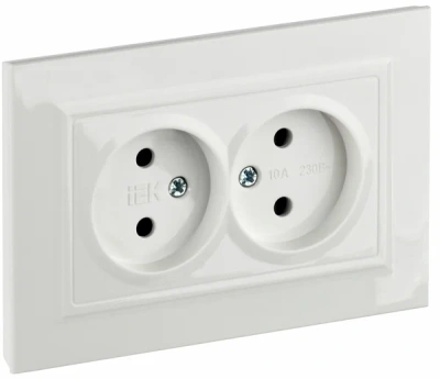 Розетка 2СП б/з в/сборе 10А бел.Brite  BR-R20-10-K01-F