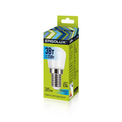 Лампа д/холодильника Ergolux LED 3W Е14 4000K