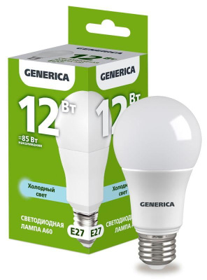 Лампа Софит 12Вт 6500К Е27 А60 Generica