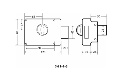 Замок накладной АЛЛЮР ЗН 1-1-3