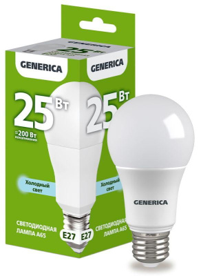 Лампа Софит 25Вт 6500К Е27 А65 Generica