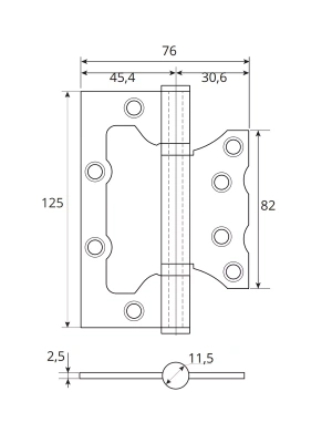 Петля накладная AVERS 125*75*2,5-В2-АВ бронза 2шт