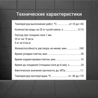 Клей плиточный "ЮНИС 2000" (чёрный) 25кг