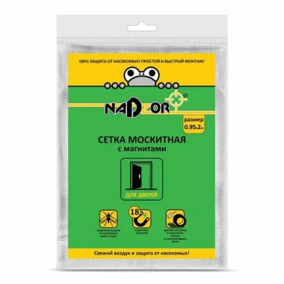 Сетка москитная с крепежом 1*2,1м с магнитами белая "Nadsor"